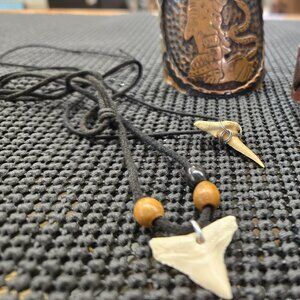 2 vintage shark tooth necklaces on leather cords * bracelet not included *